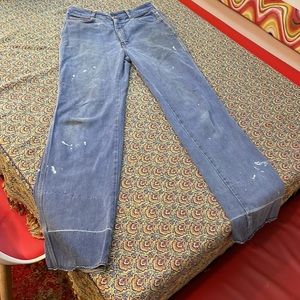 Size 30 vintage boiler-room de choix distressed wide leg denim jeans 1980s